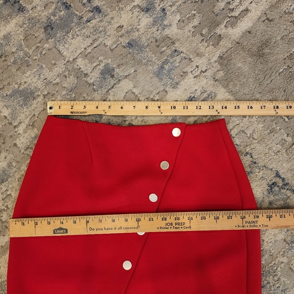 Maje Snap Asymmetrical Button Red Justine Mini Skirt Size 40 Size 8 - Picture 8 of 16